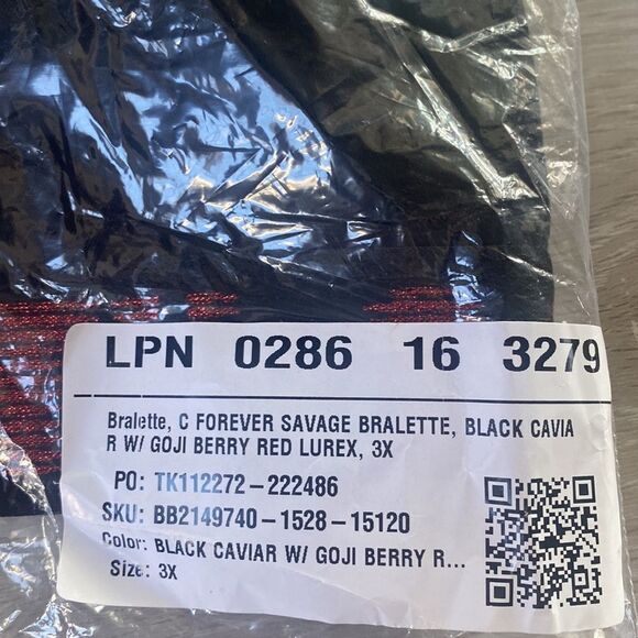 Forever savage bralette blk w/ goji berry red lurex 3X NWT in packaging unopened - Picture 7 of 8
